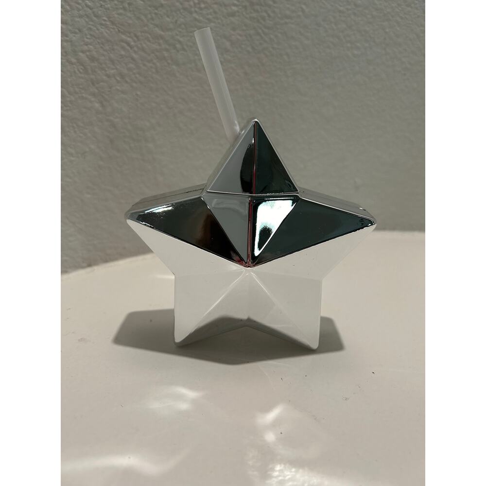 NOVELTY TUMBLER NWT Set of 3 Metallic Red Blue Silver with Straw - Picture 9 of 10